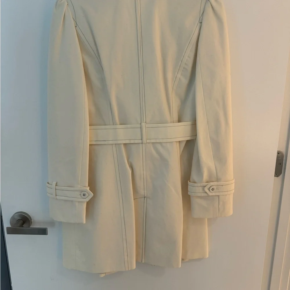 EUC White House Black Market Ivory Trench size Small - Picture 6 of 6